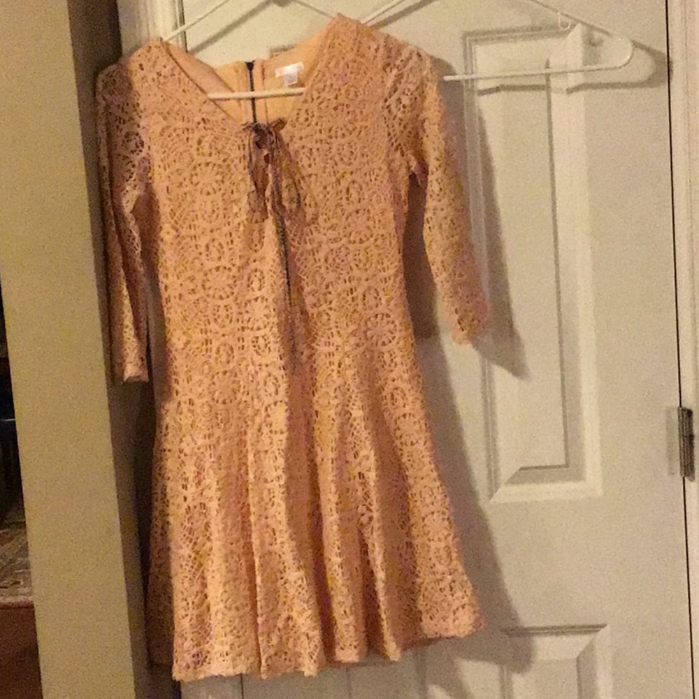 Once Worn- Peach Lace Dress.  Size SM